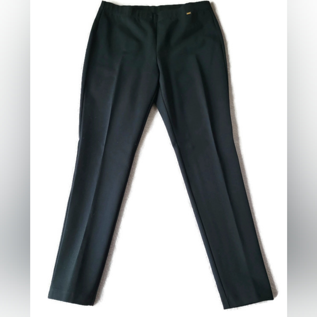St John Luxury Womens Elastic Waist Black Pant Size L